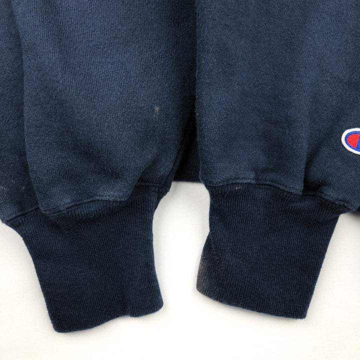 2000'S Champion Premium Reverse Weave No-Pattern Sweatshirt Pullover Hoodie, Men's XL equivalent. cotton navy blue type Vintage Second Hand