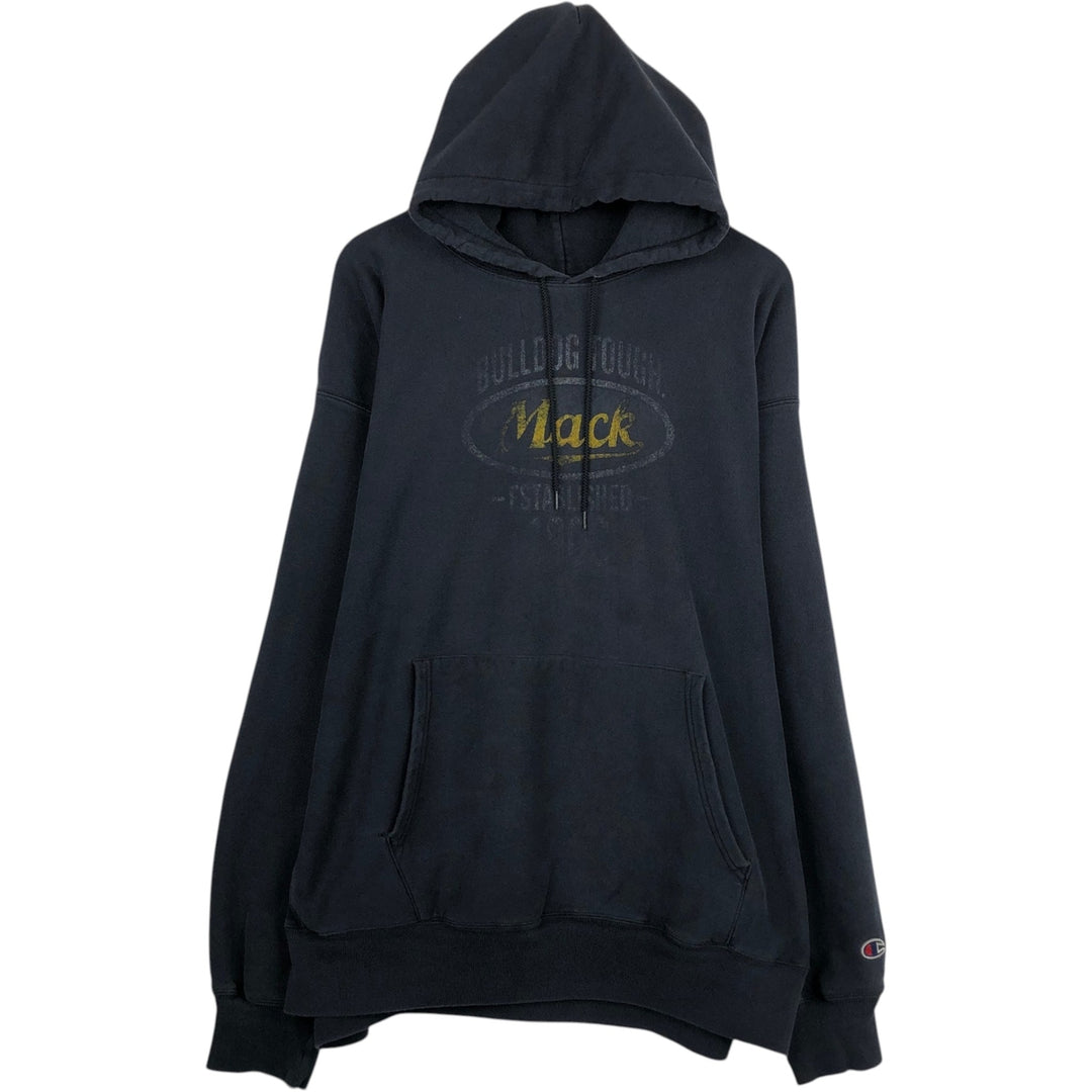 2000'S Champion PREMIUM REVERSE WEAVE Advertising Sweatshirt Pullover Hoodie, Men's XXL equivalent. cotton black type Vintage Second Hand