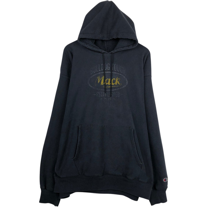 2000'S Champion PREMIUM REVERSE WEAVE Advertising Sweatshirt Pullover Hoodie, Men's XXL equivalent. cotton black type Vintage Second Hand