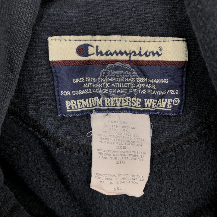 2000'S Champion PREMIUM REVERSE WEAVE Advertising Sweatshirt Pullover Hoodie, Men's XXL equivalent. cotton black type Vintage Second Hand