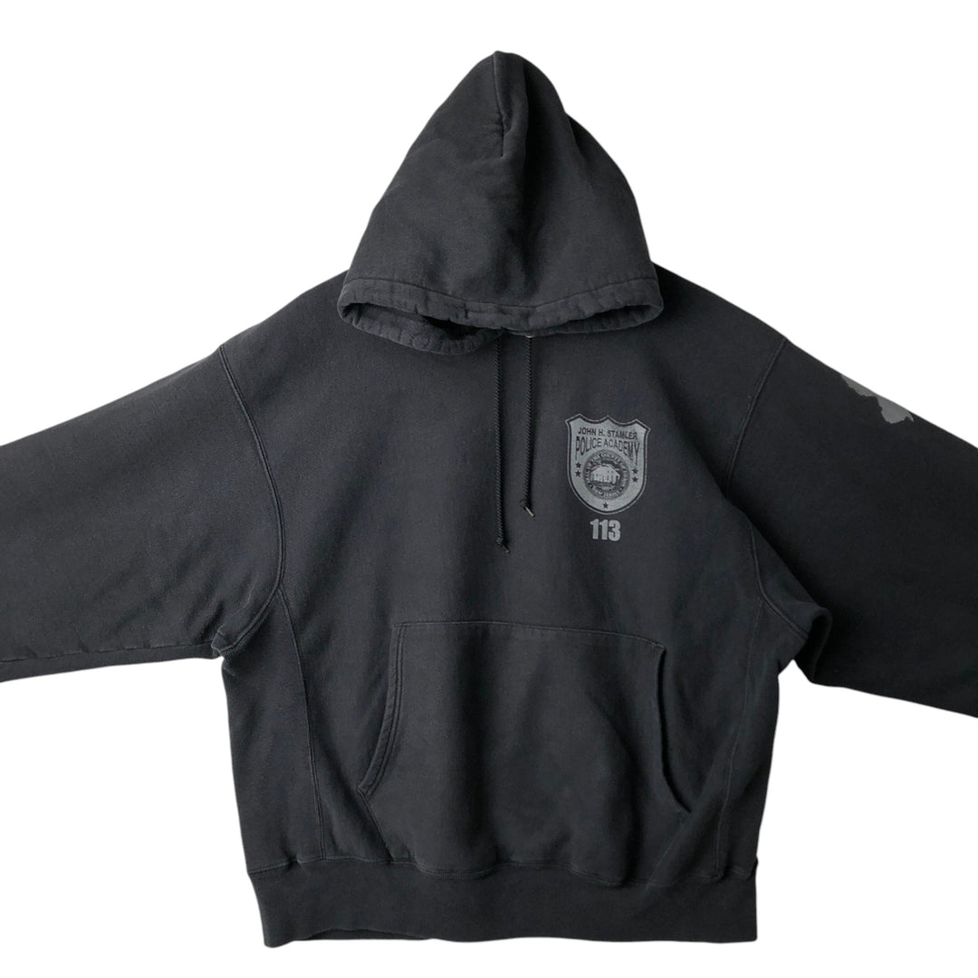 2000'S Champion Premium Reverse Weave Skull Pattern Sweatshirt Pullover Hoodie (Men's Size L) cotton black type Vintage Second Hand