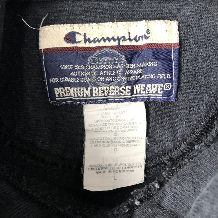 2000'S Champion Premium Reverse Weave Skull Pattern Sweatshirt Pullover Hoodie (Men's Size L) cotton black type Vintage Second Hand