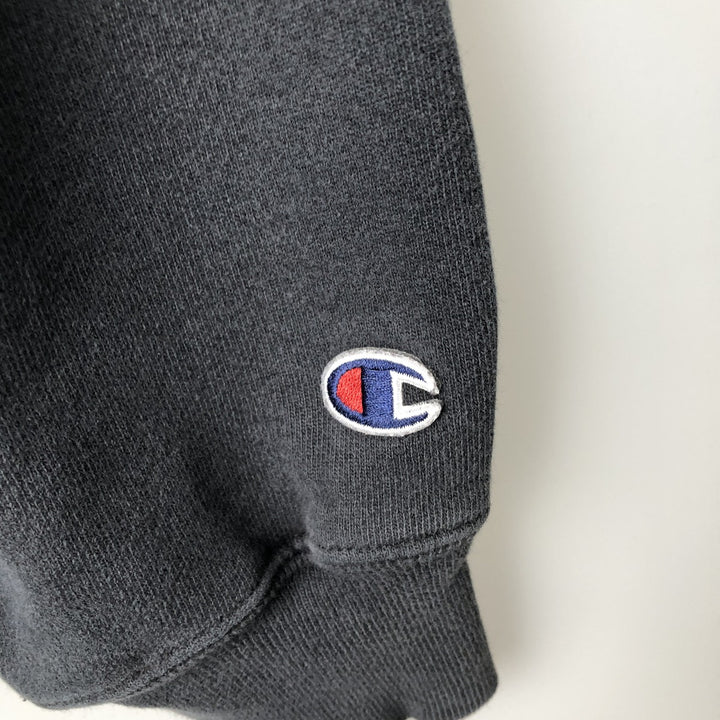 2000'S Champion Premium Reverse Weave Skull Pattern Sweatshirt Pullover Hoodie (Men's Size L) cotton black type Vintage Second Hand