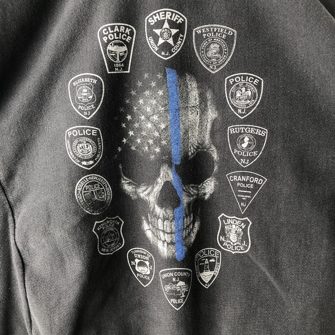 2000'S Champion Premium Reverse Weave Skull Pattern Sweatshirt Pullover Hoodie (Men's Size L) cotton black type Vintage Second Hand