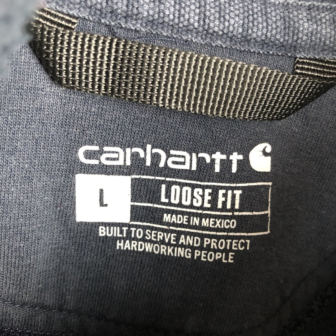Carhartt Loose Fit Retrofoam Advertising Sweatshirt Pullover Hoodie (Men's Size L) cotton navy blue type Vintage Second Hand