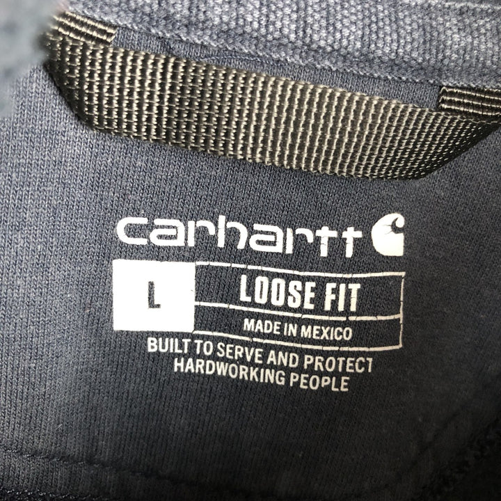 Carhartt Loose Fit Retrofoam Advertising Sweatshirt Pullover Hoodie (Men's Size L) cotton navy blue type Vintage Second Hand
