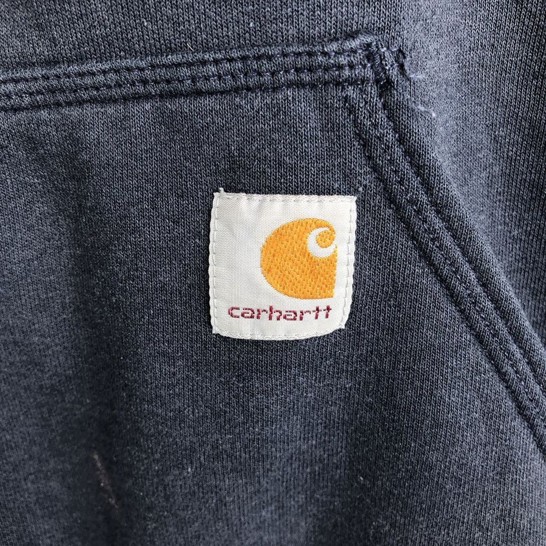 Carhartt Loose Fit Retrofoam Advertising Sweatshirt Pullover Hoodie (Men's Size L) cotton navy blue type Vintage Second Hand