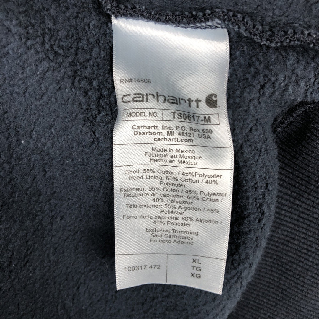 Carhartt RAIN DEFENDER sweatshirt half-zip hoodie, made in Mexico, men's size XL. cotton navy blue type Vintage Second Hand