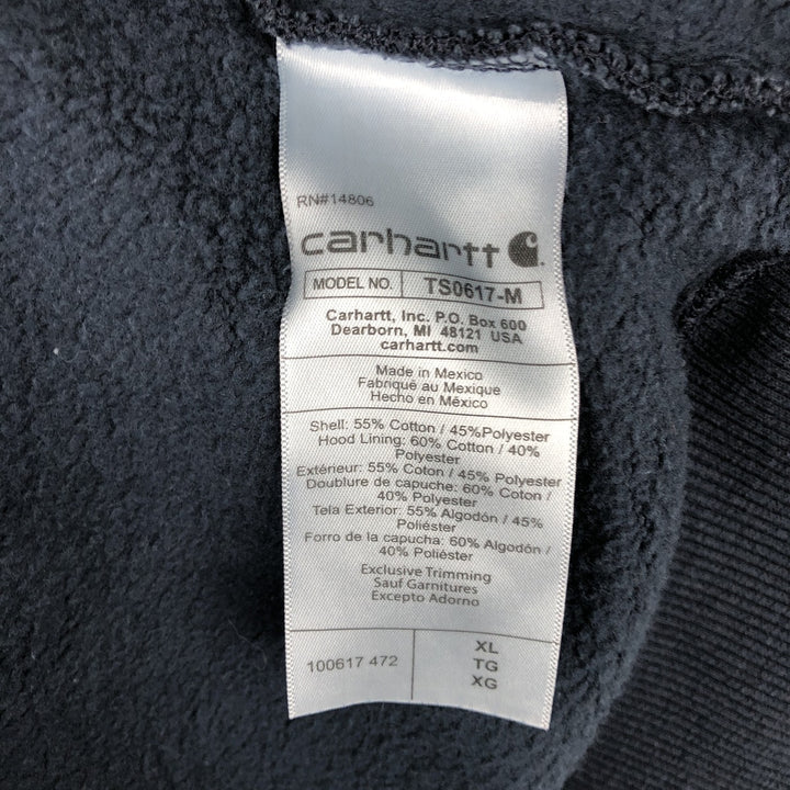 Carhartt RAIN DEFENDER sweatshirt half-zip hoodie, made in Mexico, men's size XL. cotton navy blue type Vintage Second Hand