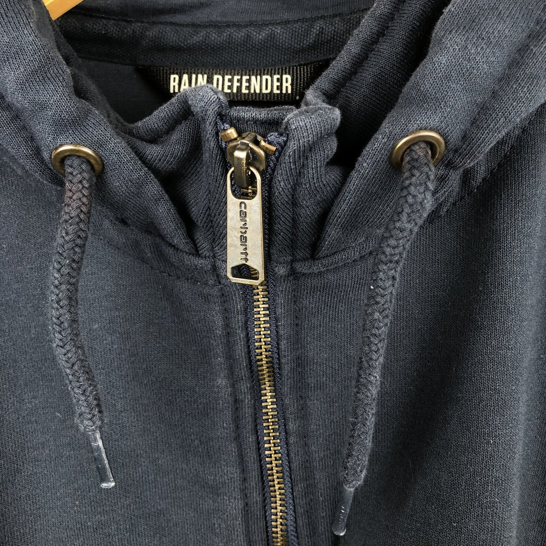 Carhartt RAIN DEFENDER sweatshirt half-zip hoodie, made in Mexico, men's size XL. cotton navy blue type Vintage Second Hand