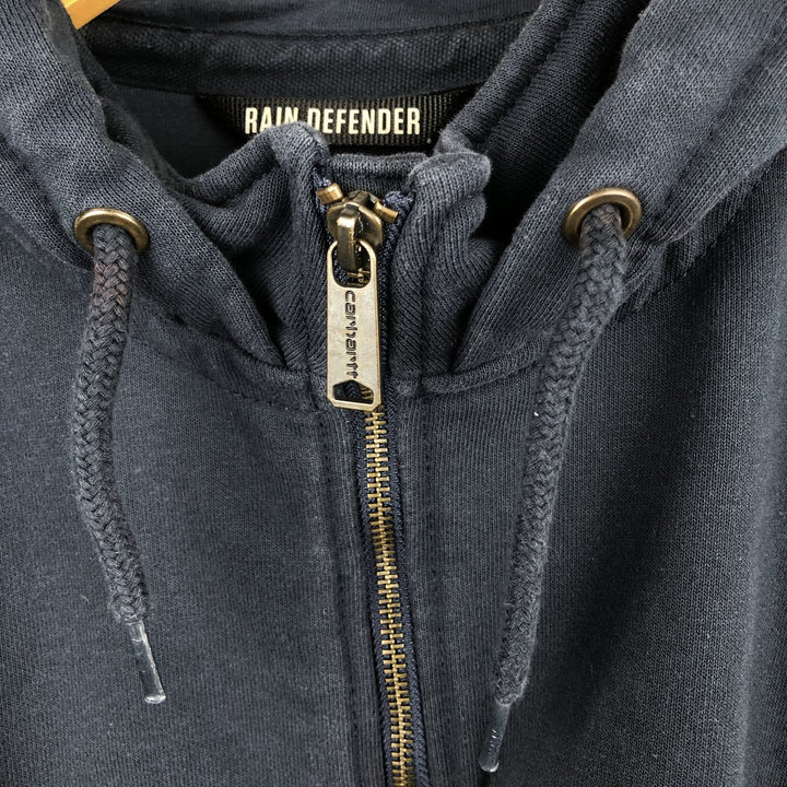 Carhartt RAIN DEFENDER sweatshirt half-zip hoodie, made in Mexico, men's size XL. cotton navy blue type Vintage Second Hand