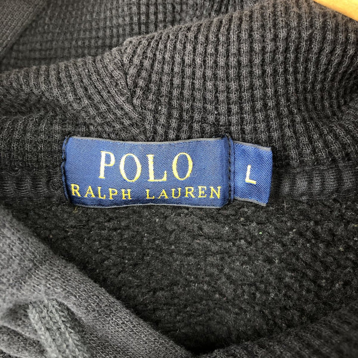 Ralph Lauren POLO RALPH LAUREN sweatshirt pullover hoodie, men's size L cotton black type Vintage Second Hand