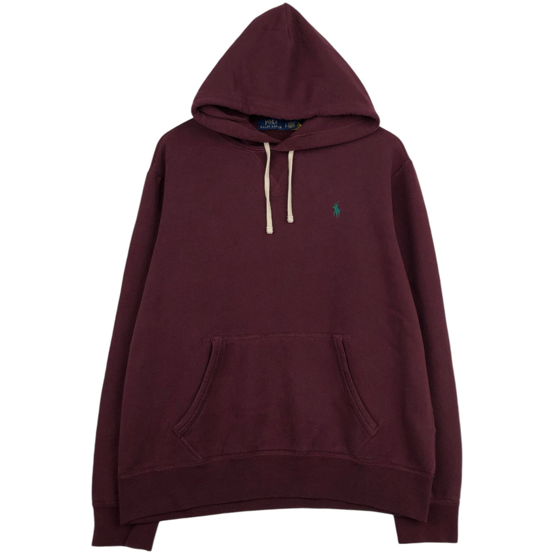 Ralph Lauren POLO RALPH LAUREN sweatshirt pullover hoodie, men's size L cotton wine-red Vintage Second Hand
