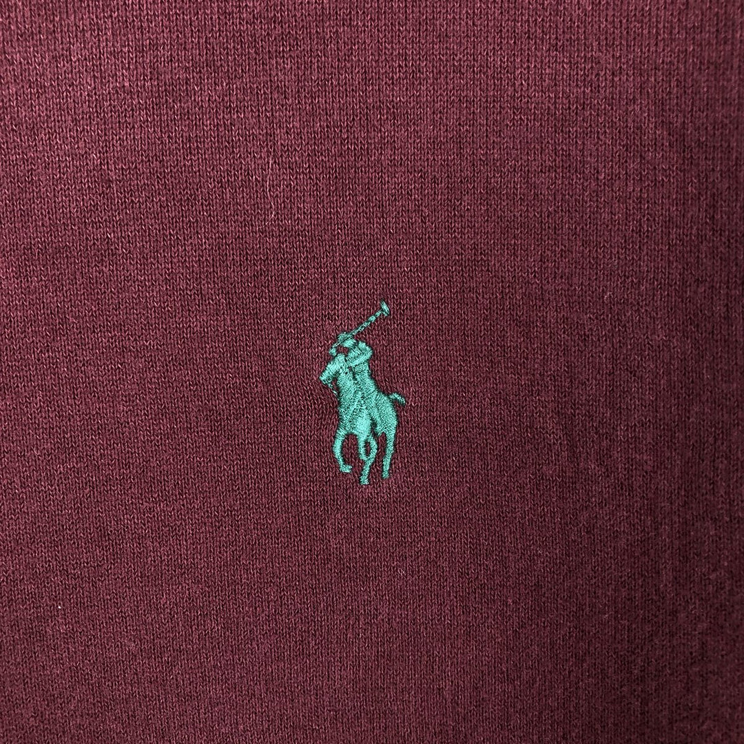 Ralph Lauren POLO RALPH LAUREN sweatshirt pullover hoodie, men's size L cotton wine-red Vintage Second Hand
