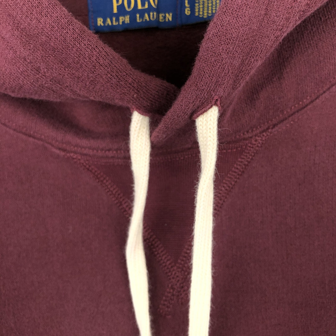 Ralph Lauren POLO RALPH LAUREN sweatshirt pullover hoodie, men's size L cotton wine-red Vintage Second Hand