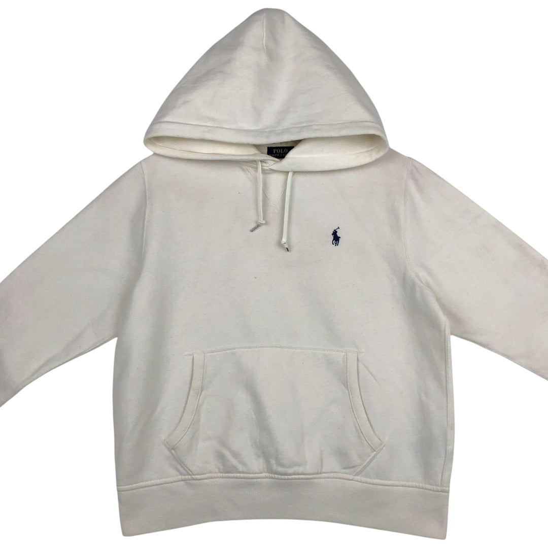 Ralph Lauren POLO RALPH LAUREN sweatshirt pullover hoodie, men's size L cotton white type Vintage Second Hand