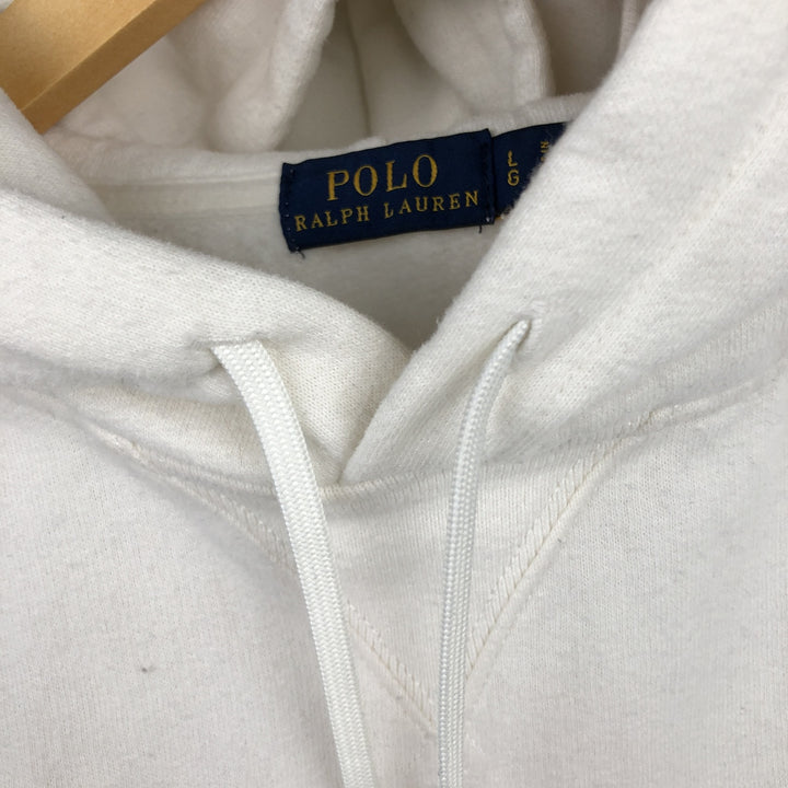 Ralph Lauren POLO RALPH LAUREN sweatshirt pullover hoodie, men's size L cotton white type Vintage Second Hand