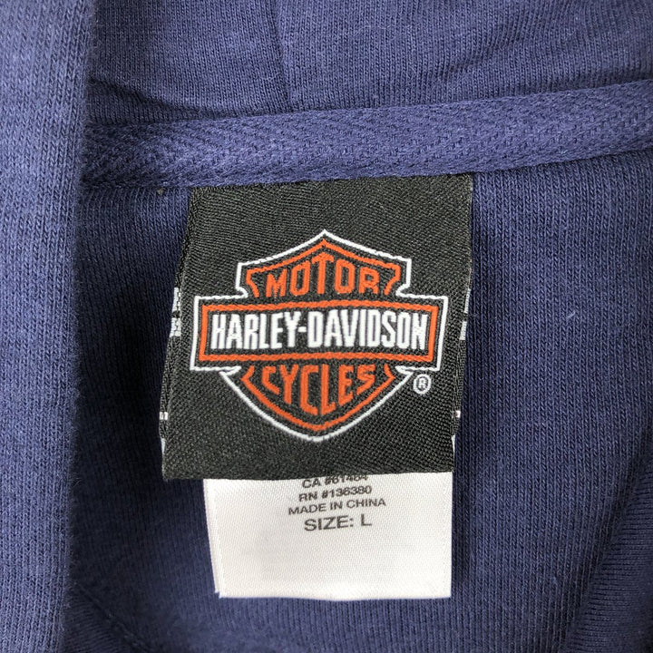 Harley-Davidson Advertising Pullover Hoodie, Men's Size L cotton navy blue type Vintage Second Hand