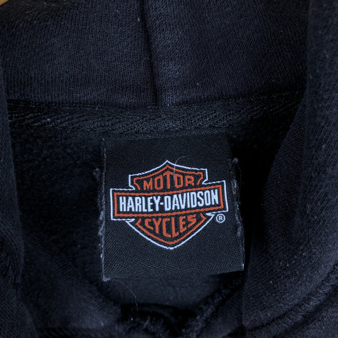 Harley-Davidson Skull Pattern Advertising Sweatshirt Pullover Hoodie (Men's Size S) cotton black type Vintage Second Hand