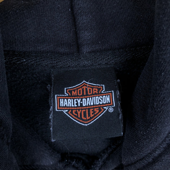 Harley-Davidson Skull Pattern Advertising Sweatshirt Pullover Hoodie (Men's Size S) cotton black type Vintage Second Hand