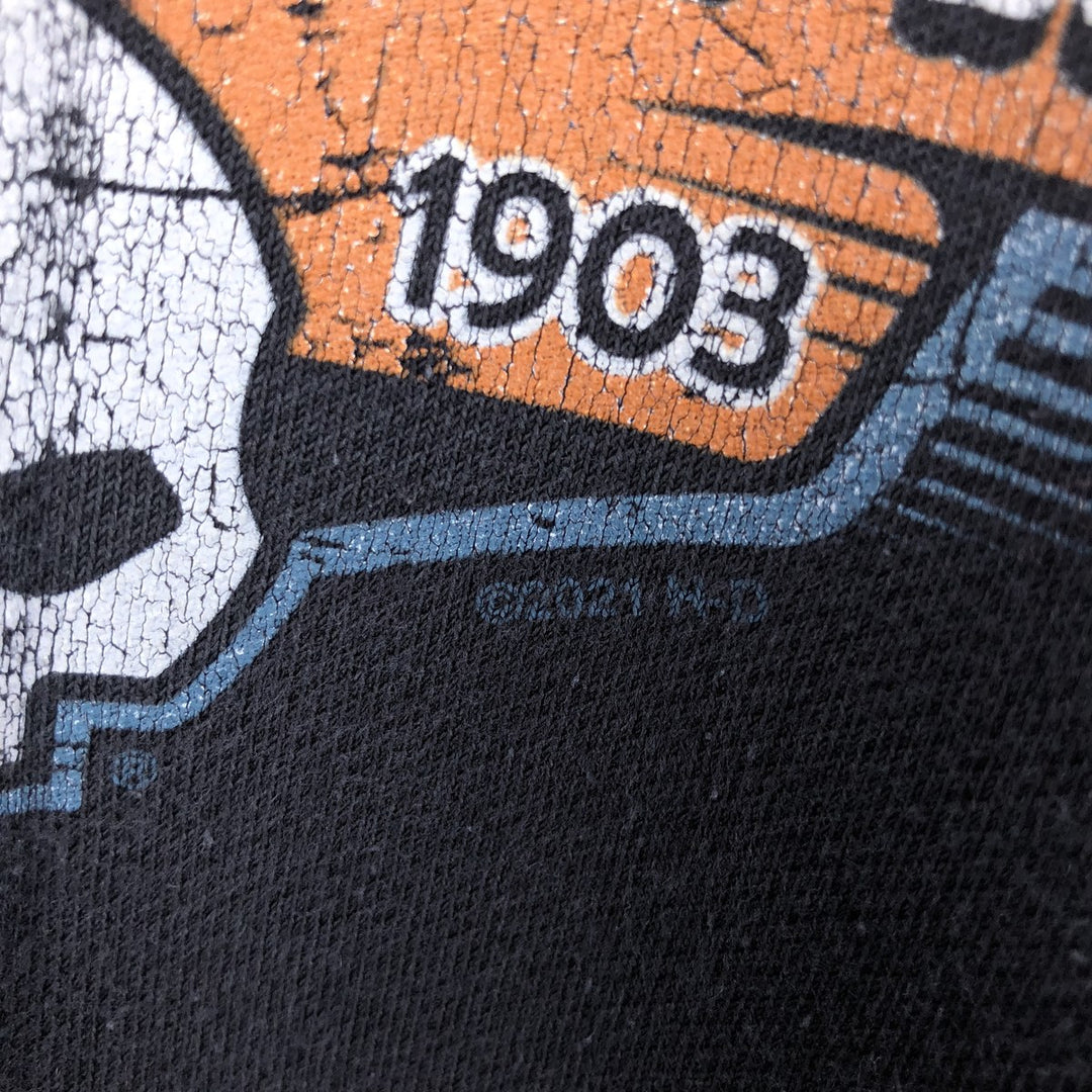 Harley-Davidson Skull Pattern Advertising Sweatshirt Pullover Hoodie (Men's Size S) cotton black type Vintage Second Hand