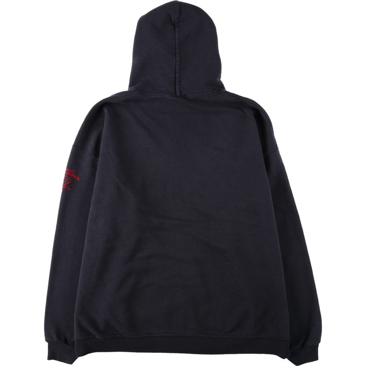 Harley-Davidson Skull Pattern Skull Wing Advertising Sweatshirt Pullover Hoodie, Men's XXL equivalent. cotton navy blue type Vintage Second Hand