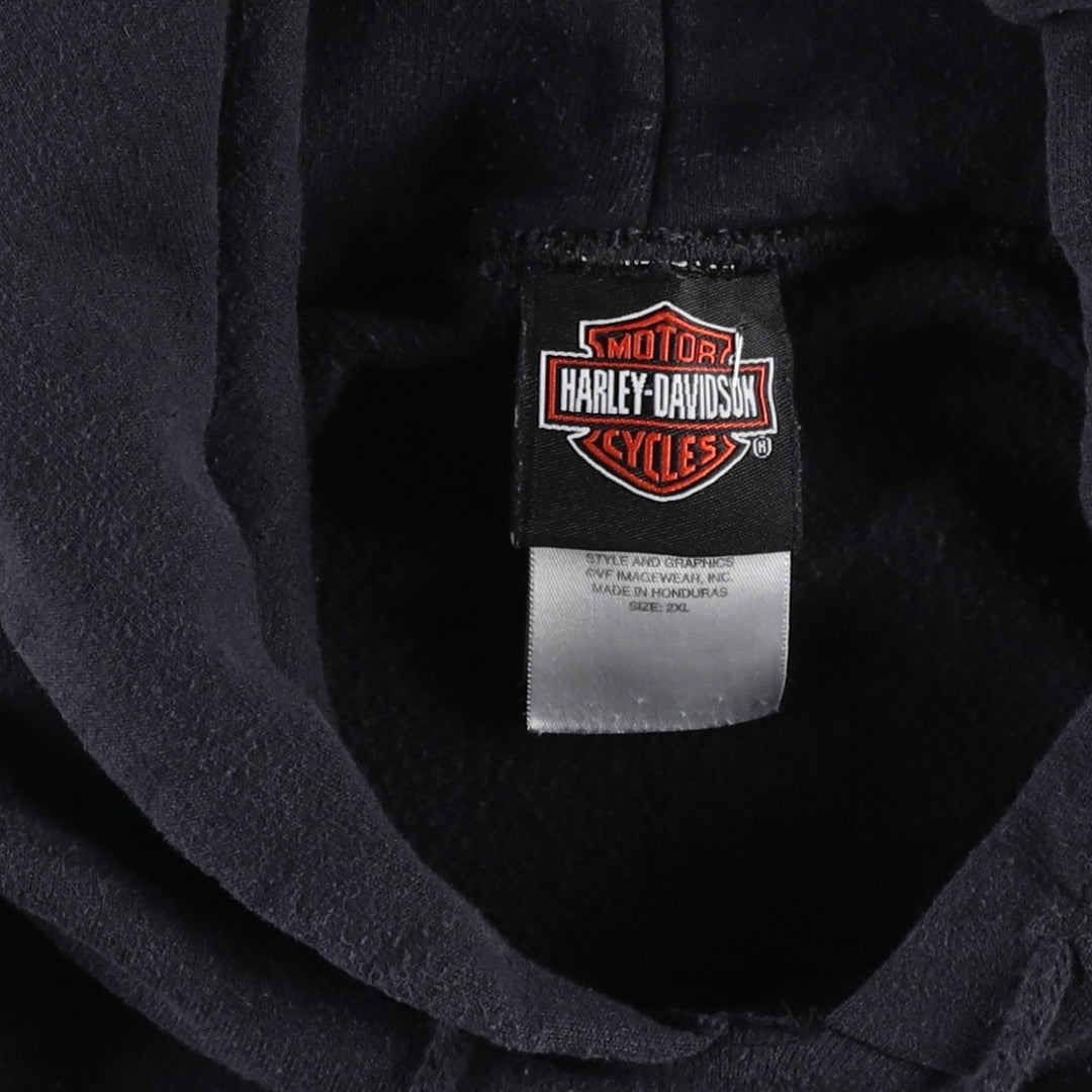 Harley-Davidson Skull Pattern Skull Wing Advertising Sweatshirt Pullover Hoodie, Men's XXL equivalent. cotton navy blue type Vintage Second Hand