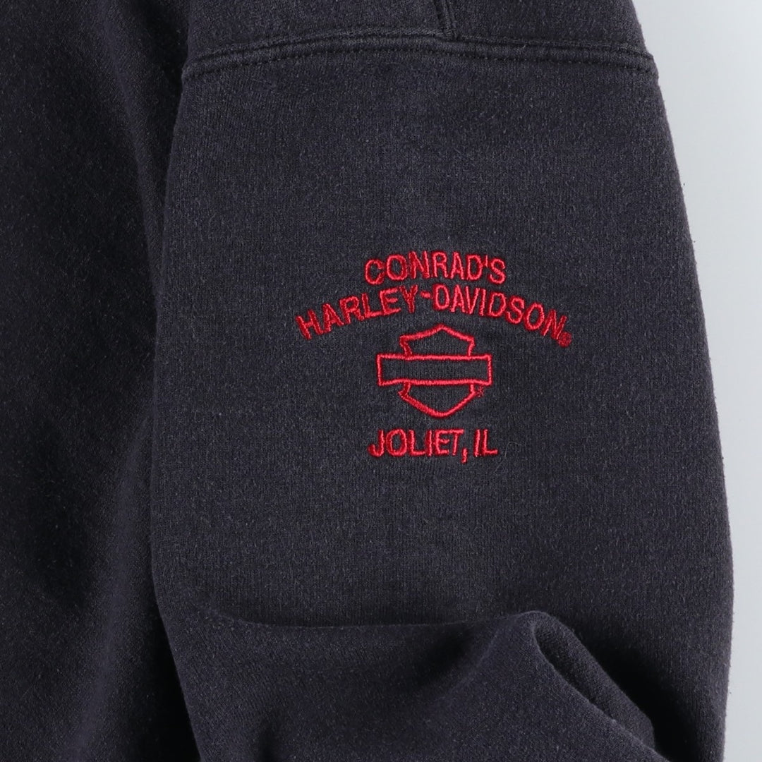 Harley-Davidson Skull Pattern Skull Wing Advertising Sweatshirt Pullover Hoodie, Men's XXL equivalent. cotton navy blue type Vintage Second Hand