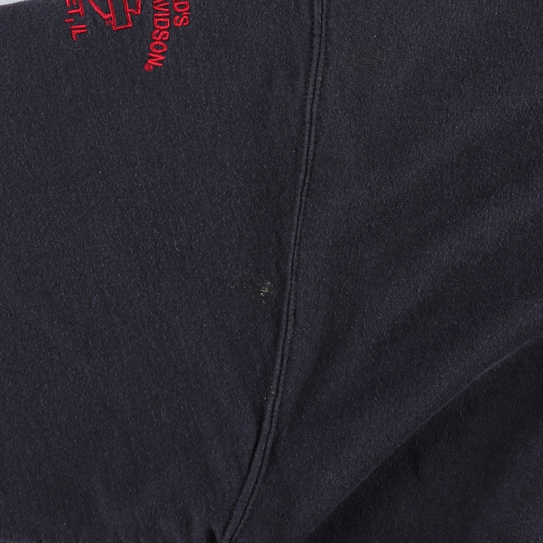 Harley-Davidson Skull Pattern Skull Wing Advertising Sweatshirt Pullover Hoodie, Men's XXL equivalent. cotton navy blue type Vintage Second Hand