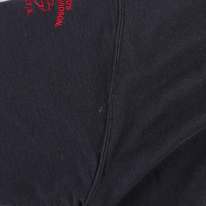 Harley-Davidson Skull Pattern Skull Wing Advertising Sweatshirt Pullover Hoodie, Men's XXL equivalent. cotton navy blue type Vintage Second Hand