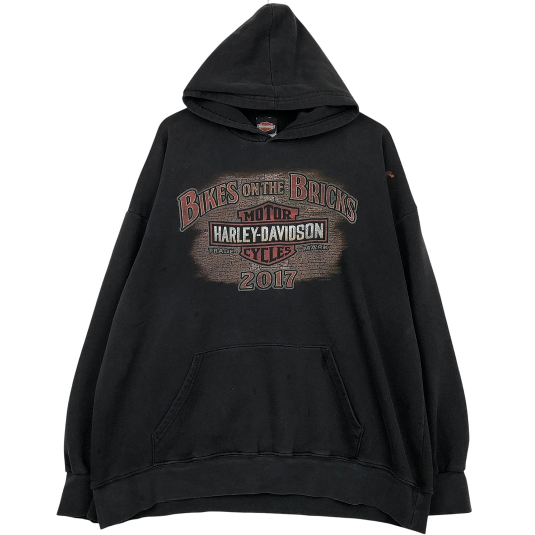 Harley-Davidson Advertising Pullover Hoodie, Men's XL cotton black type Vintage Second Hand