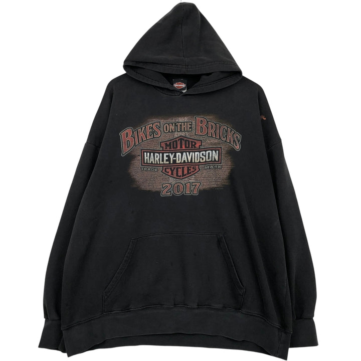 Harley-Davidson Advertising Pullover Hoodie, Men's XL cotton black type Vintage Second Hand
