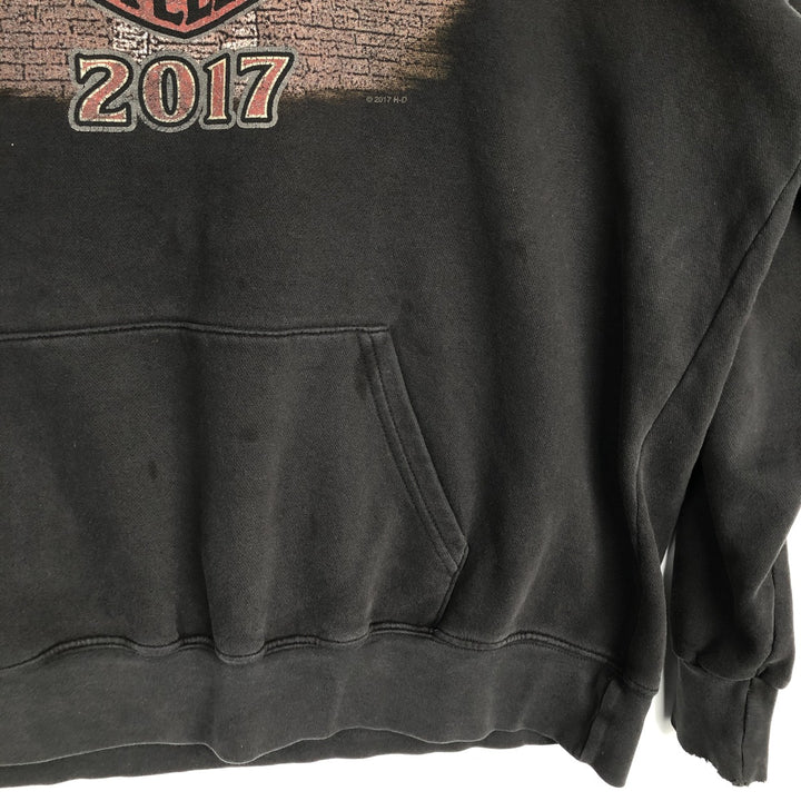 Harley-Davidson Advertising Pullover Hoodie, Men's XL cotton black type Vintage Second Hand