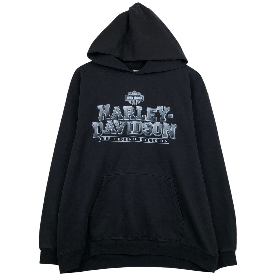 Harley-Davidson Advertising Pullover Hoodie, Men's Size L cotton black type Vintage Second Hand