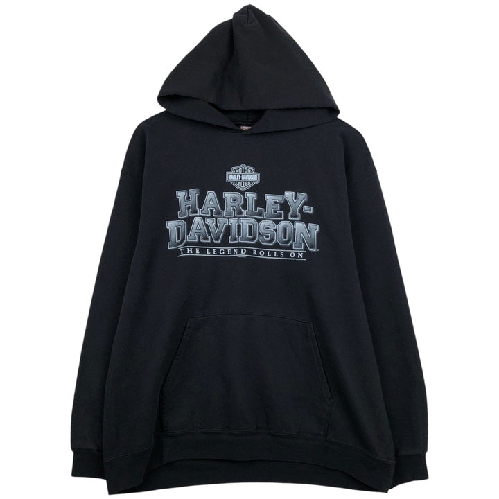 Harley-Davidson Advertising Pullover Hoodie, Men's Size L cotton black type Vintage Second Hand
