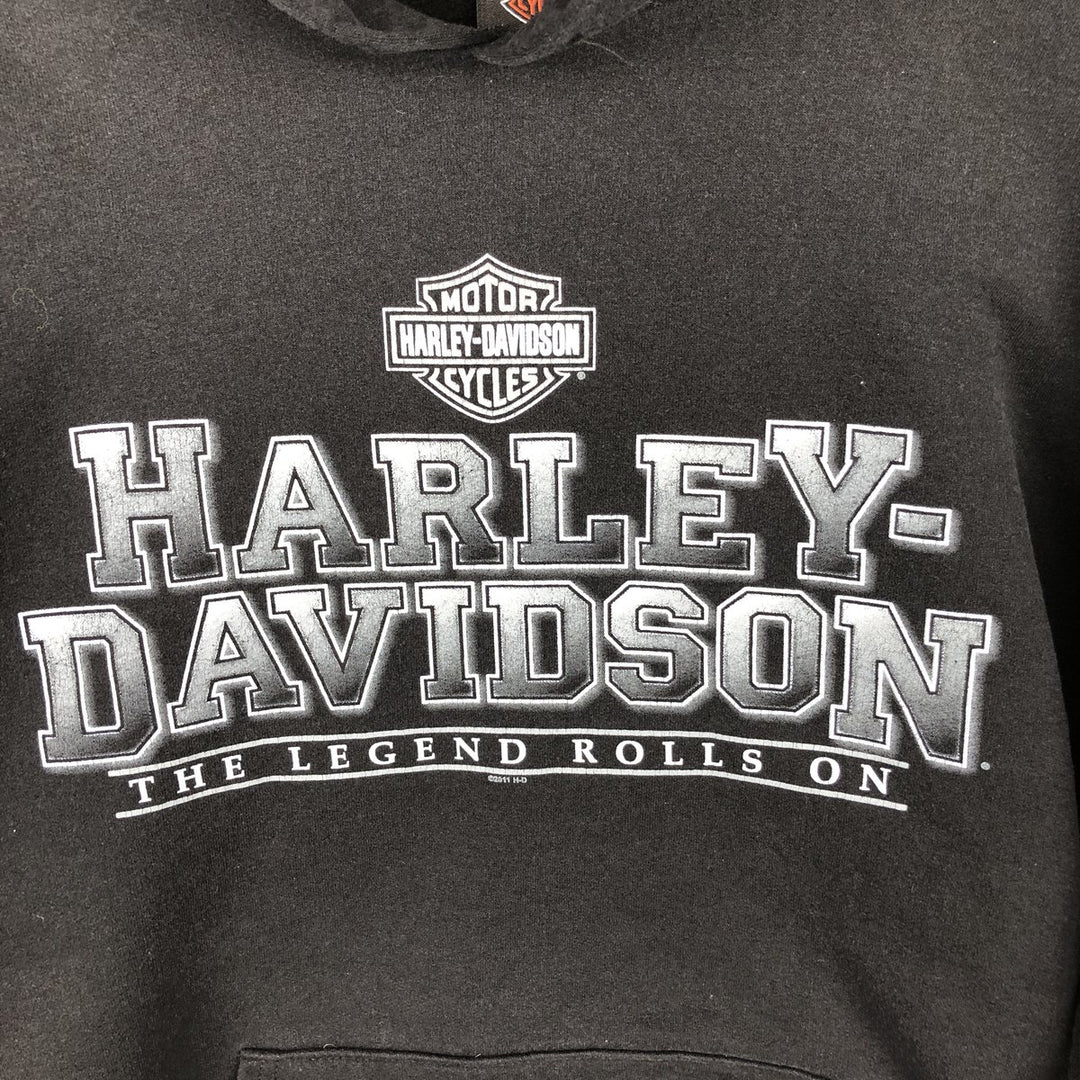 Harley-Davidson Advertising Pullover Hoodie, Men's Size L cotton black type Vintage Second Hand