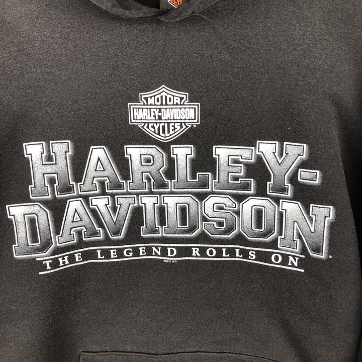 Harley-Davidson Advertising Pullover Hoodie, Men's Size L cotton black type Vintage Second Hand