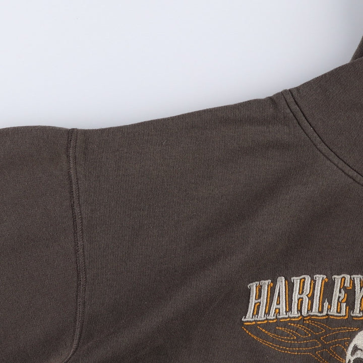 Harley-Davidson Skull Pattern Advertising Pullover Hoodie, Men's Size L cotton Charcoal Vintage Second Hand