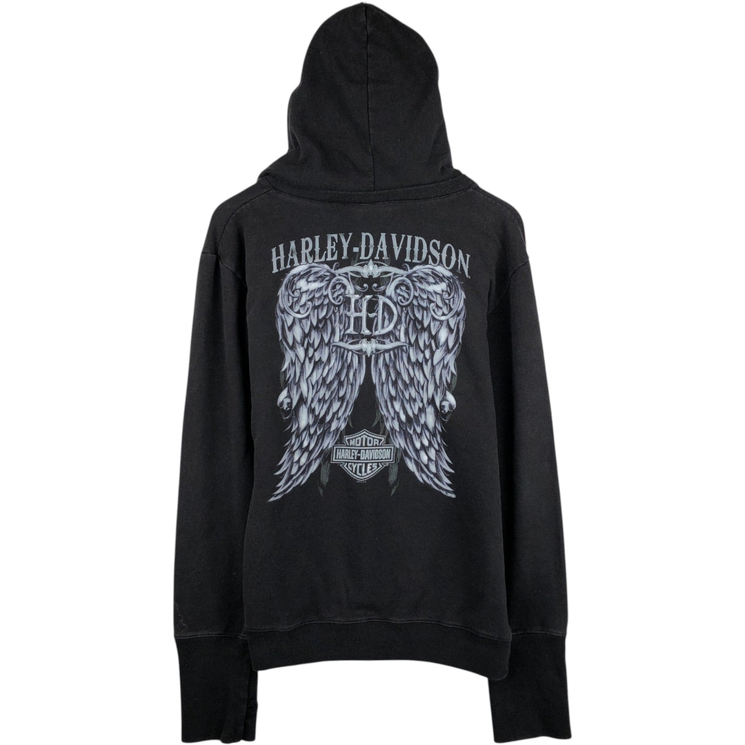 Harley-Davidson V-neck hooded advertising sweatshirt pullover hoodie, men's size XXL equivalent. cotton black type Vintage Second Hand