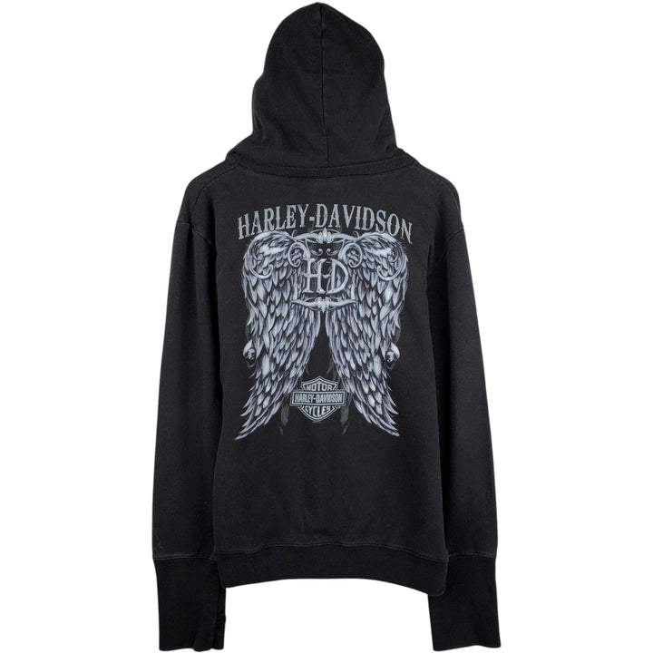 Harley-Davidson V-neck hooded advertising sweatshirt pullover hoodie, men's size XXL equivalent. cotton black type Vintage Second Hand