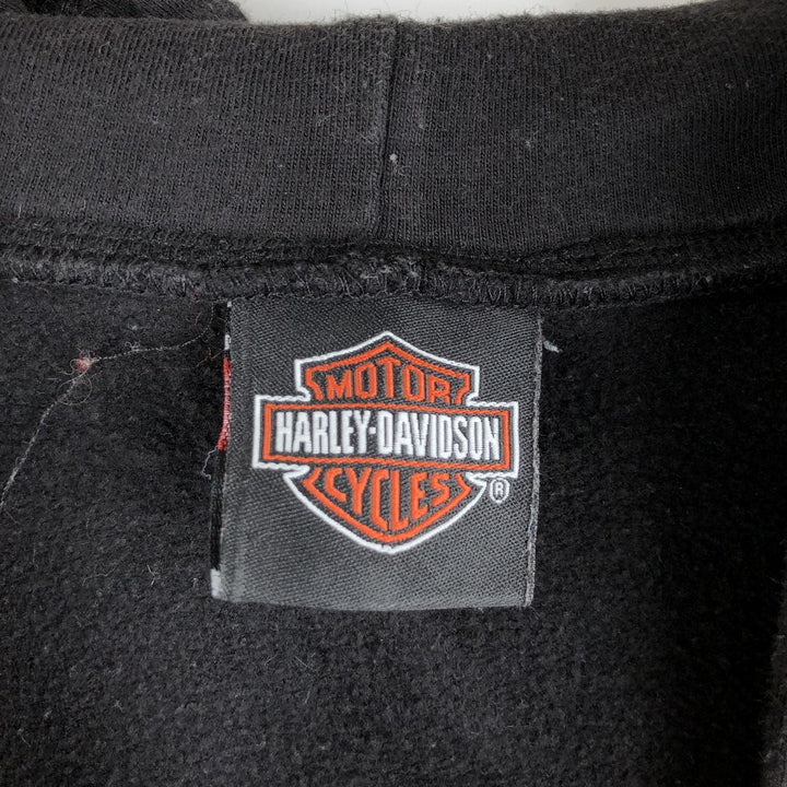 Harley-Davidson V-neck hooded advertising sweatshirt pullover hoodie, men's size XXL equivalent. cotton black type Vintage Second Hand