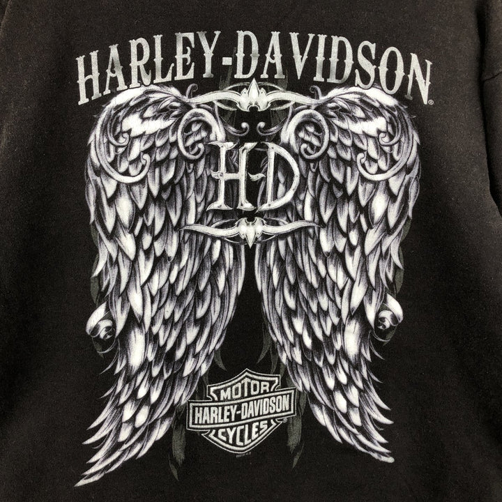 Harley-Davidson V-neck hooded advertising sweatshirt pullover hoodie, men's size XXL equivalent. cotton black type Vintage Second Hand
