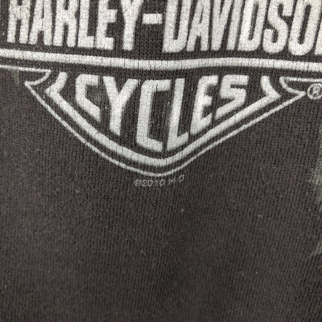 Harley-Davidson V-neck hooded advertising sweatshirt pullover hoodie, men's size XXL equivalent. cotton black type Vintage Second Hand