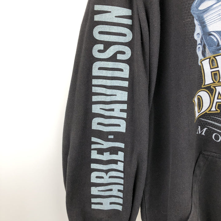 Harley-Davidson Skull Pattern Advertising Pullover Hoodie, Men's Size L cotton black type Vintage Second Hand