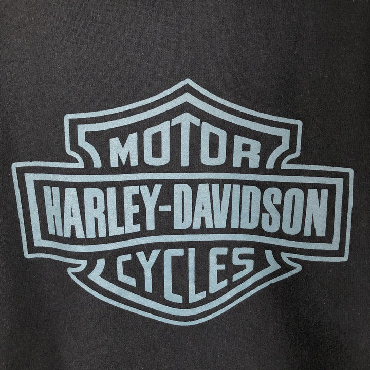 Harley-Davidson Skull Pattern Advertising Pullover Hoodie, Men's Size L cotton black type Vintage Second Hand