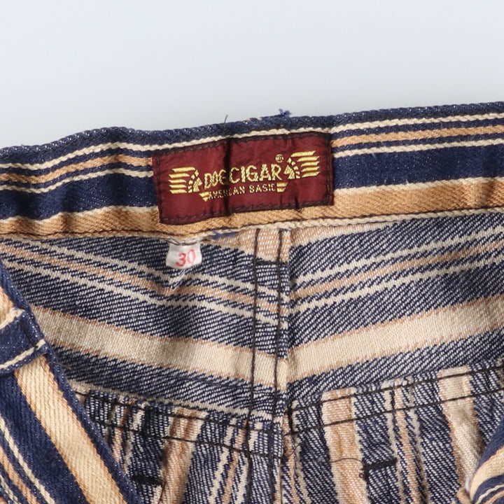 DOC CIGAR Multi-stripe Tapered Denim Pants, Women's Size L (equivalent to W28) unclear navy blue type Vintage Second Hand