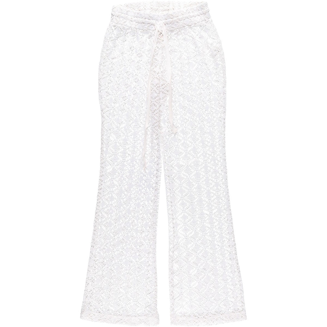 Miken Swim Cutwork Embroidery All-Over Lace Bootcut Flare Pants (Women's Size S) unclear white type Vintage Second Hand