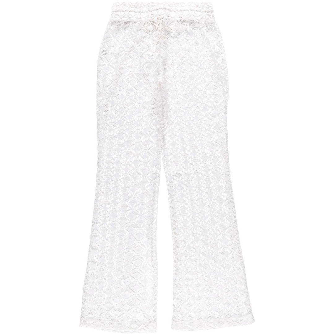 Miken Swim Cutwork Embroidery All-Over Lace Bootcut Flare Pants (Women's Size S) unclear white type Vintage Second Hand
