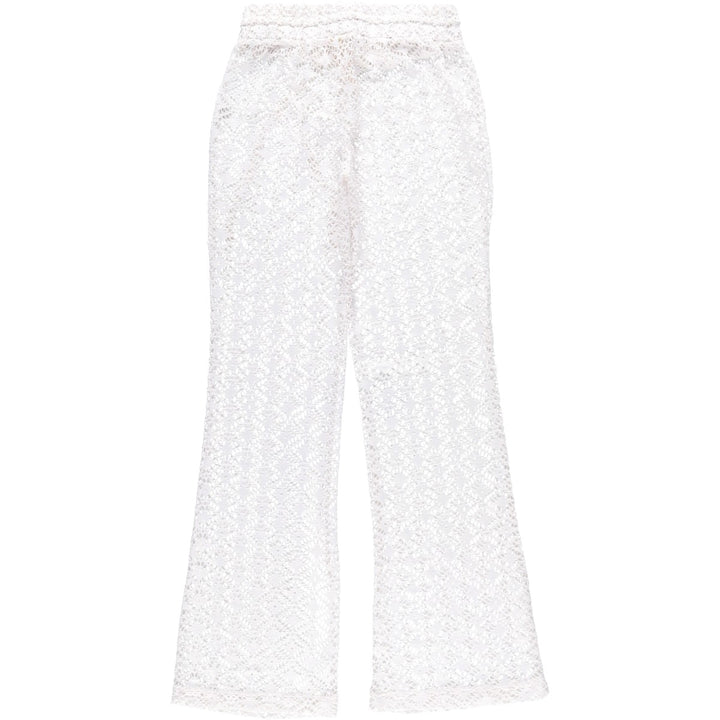 Miken Swim Cutwork Embroidery All-Over Lace Bootcut Flare Pants (Women's Size S) unclear white type Vintage Second Hand