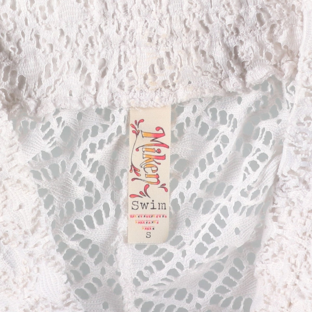 Miken Swim Cutwork Embroidery All-Over Lace Bootcut Flare Pants (Women's Size S) unclear white type Vintage Second Hand